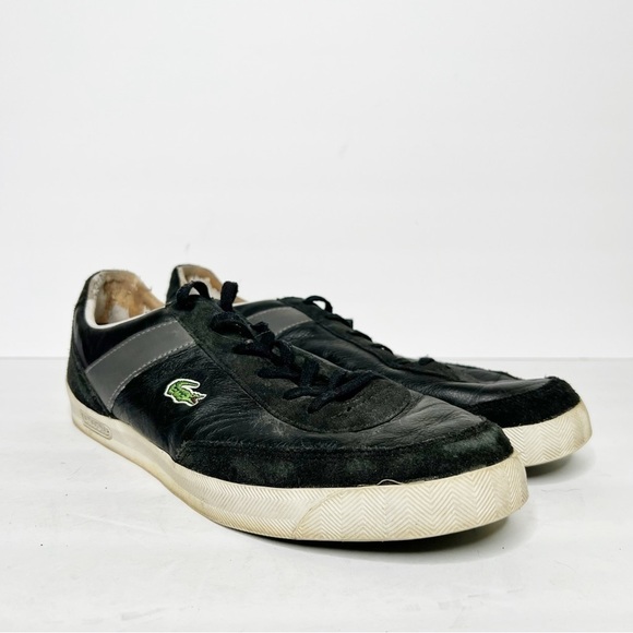 Lacoste Black Leather Sneakers Size 11.5 Men’s - Picture 1 of 6